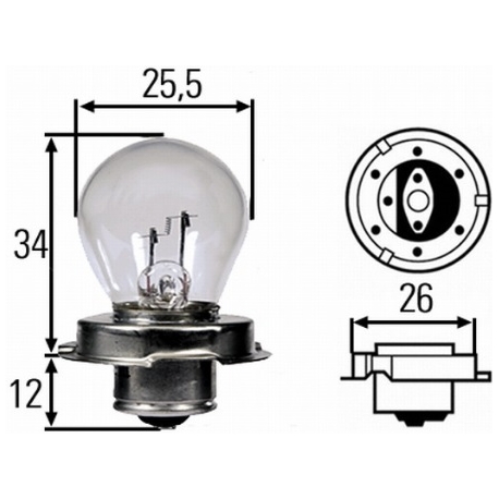 Žárovka P26S HELLA 8GA 008 899-121 12V 15W